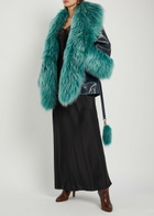 Chloe Shearling-embellished Leather Jacket Blue