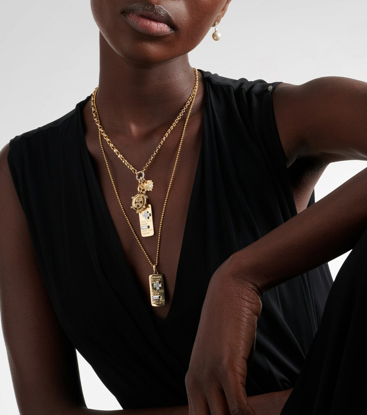 FoundRae Promise 18kt gold pendant necklace with diamonds