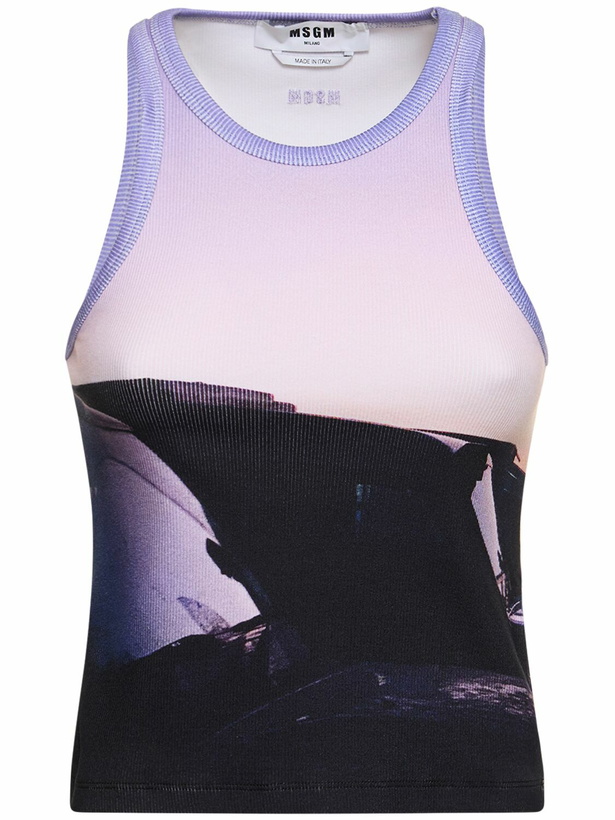 Photo: MSGM - Printed Stretch Cotton Tank Top