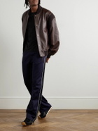 LOEWE - Straight-Leg Logo-Embroidered Herringbone-Striped Tech-Jersey Track Pants - Blue