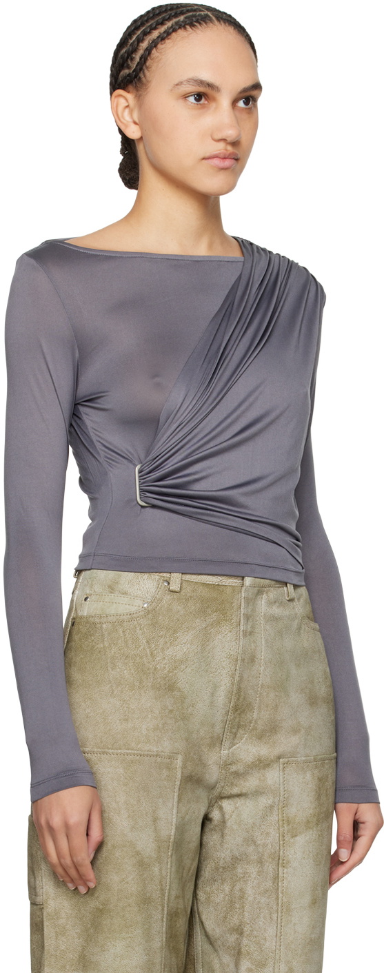 REMAIN Birger Christensen Gray Draped Top