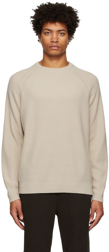 Photo: Theory Beige Cashmere Waffle Knit Sweater