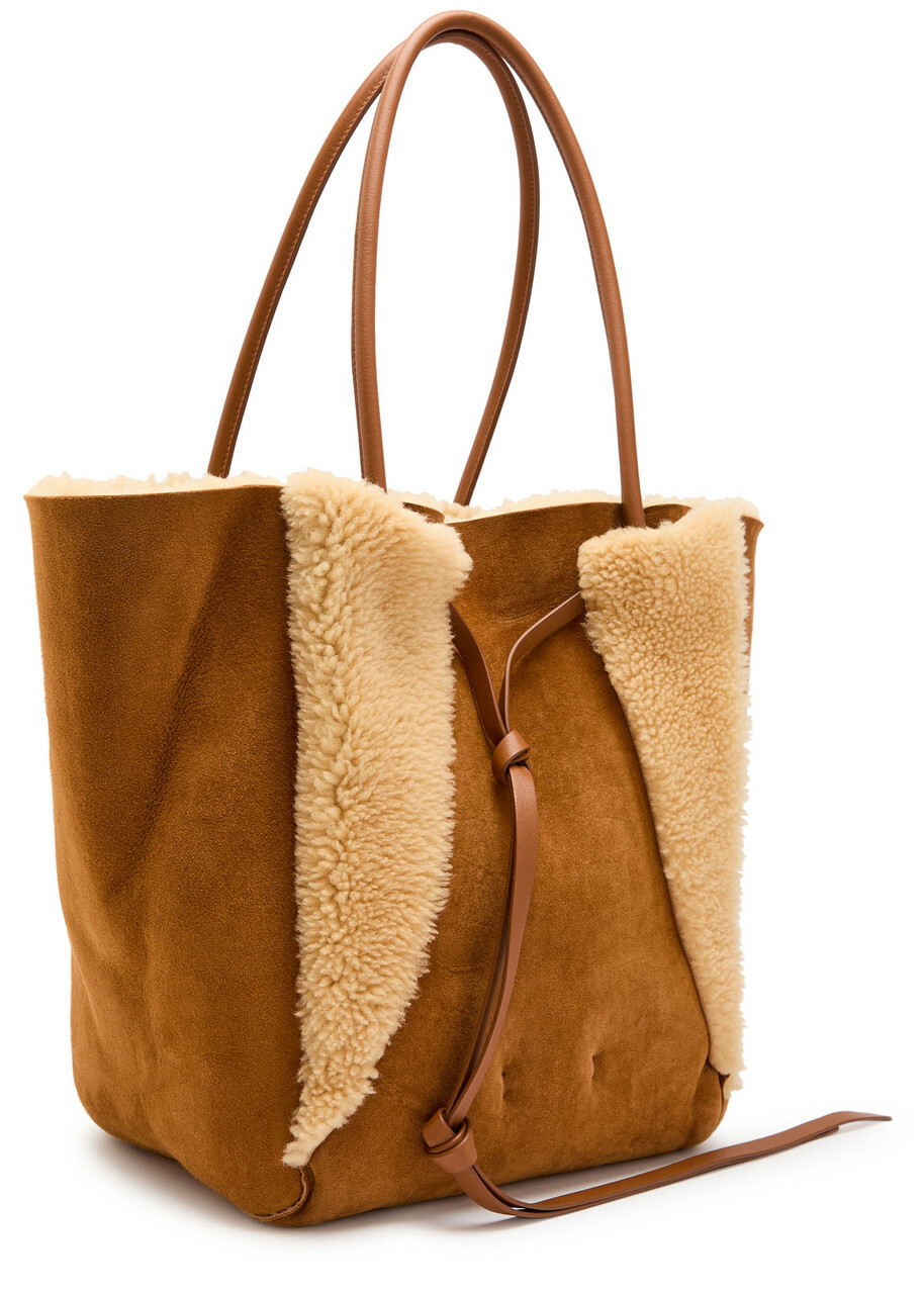 Gabriela Hearst Marija Shearling and Suede Tote bag - Tan - One Size