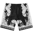 Versace Men's Silver Baroque Silk Short in Black/White