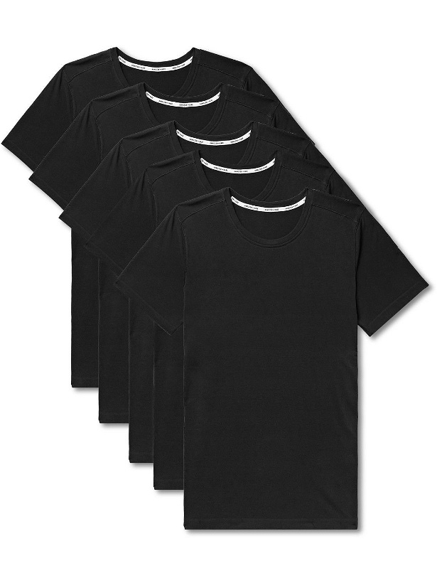 Photo: Hamilton And Hare - Five-Pack Cotton-Jersey T-Shirts - Black