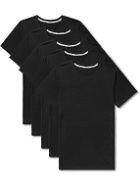 Hamilton And Hare - Five-Pack Cotton-Jersey T-Shirts - Black
