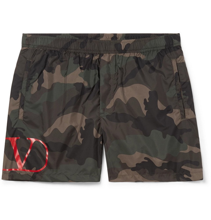 Photo: Valentino - Short-Length Camouflage-Print Shell Swim Shorts - Green