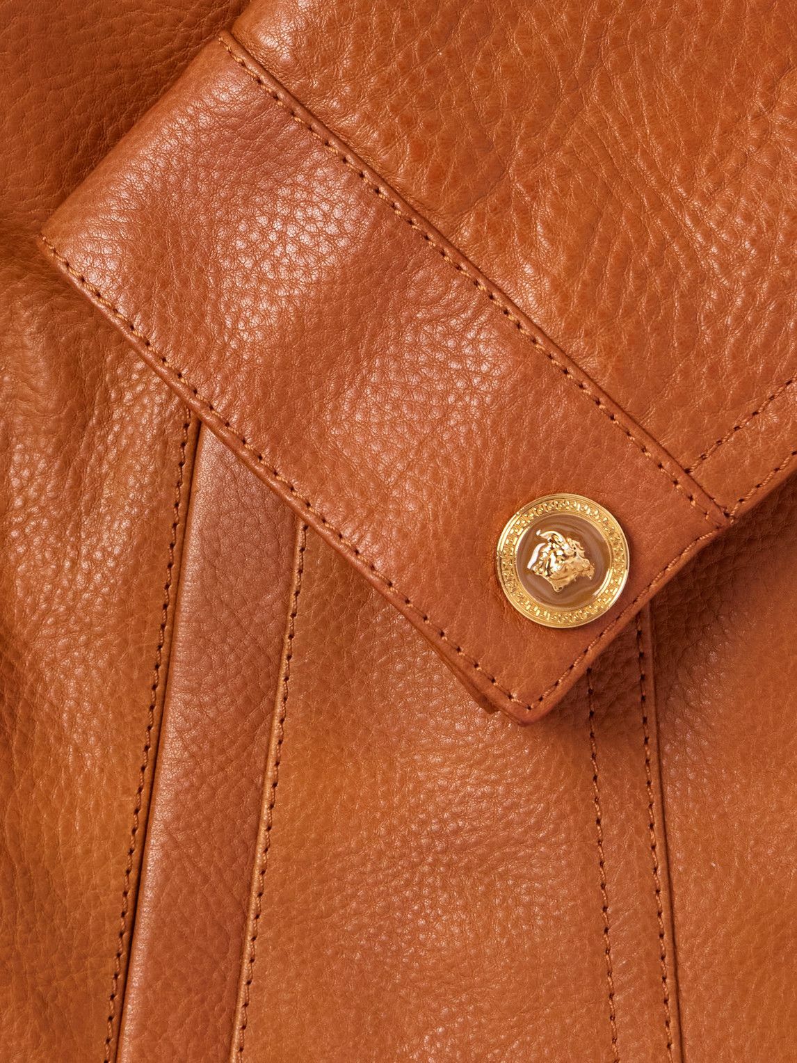 Versace - Full-Grain Leather Jacket - Brown