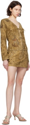 GUESS USA Tan Printed Miniskirt