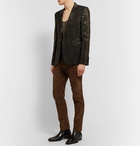 SAINT LAURENT - Slim-Fit Suede Trousers - Brown