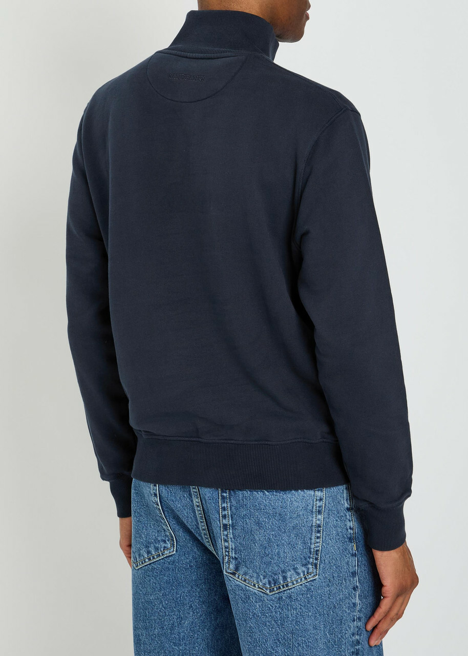 Sandbanks Logo-appliquéd Quarter-zip Cotton Sweatshirt Navy