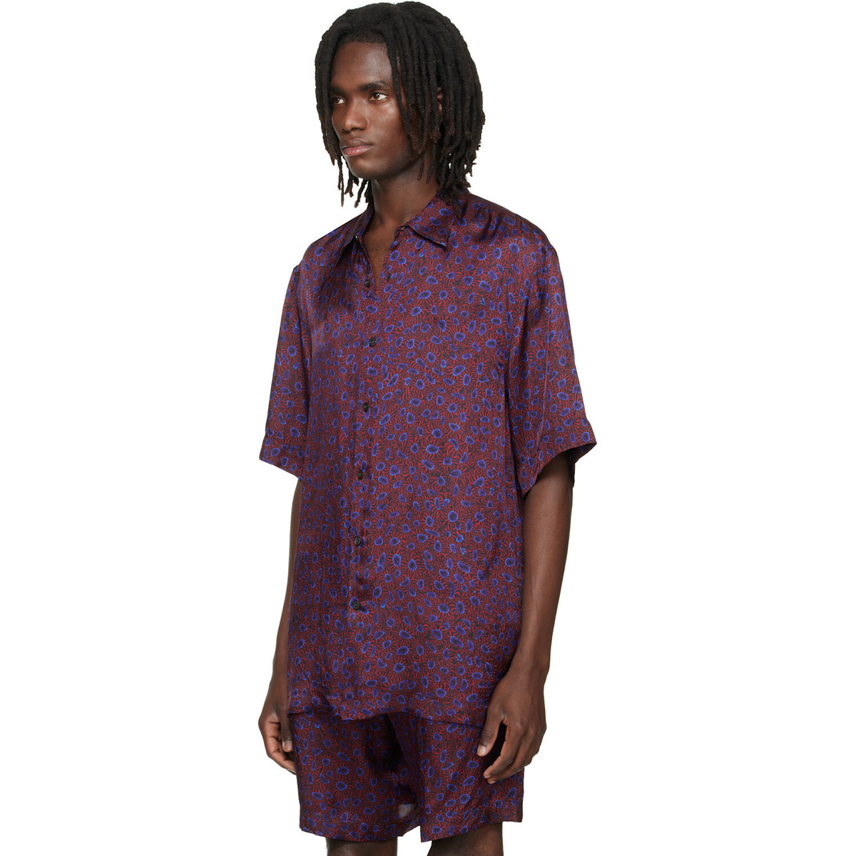 Dries Van Noten Red & Purple Button-Down Shirt