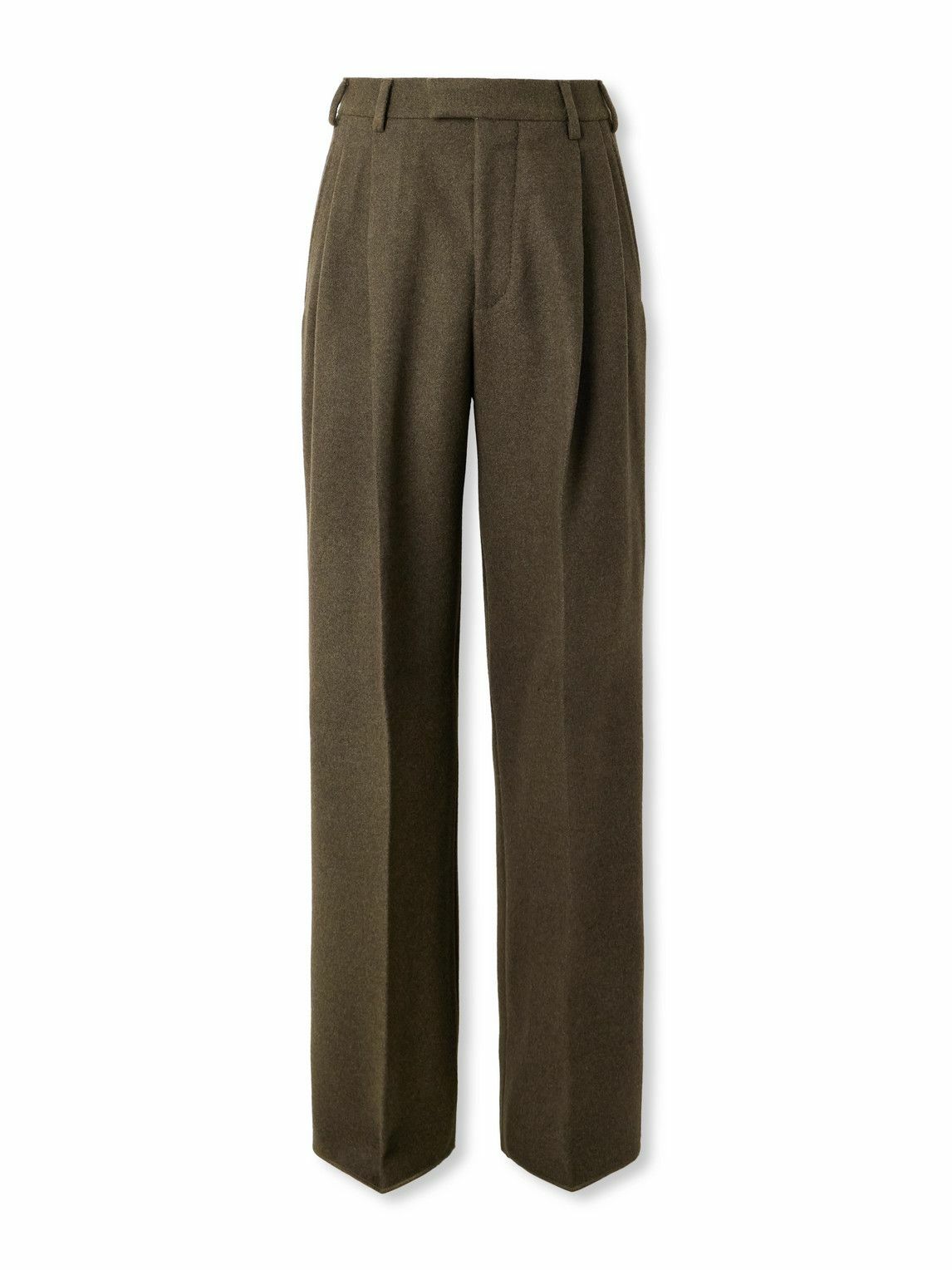 Loro Piana - Hubert Pleated Wool and Cashmere-Blend Wide-Leg Trousers - Brown