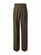 Loro Piana - Hubert Pleated Wool and Cashmere-Blend Wide-Leg Trousers - Brown