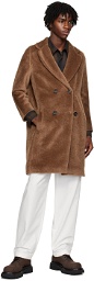 Max Mara Brown Double-Breasted Faux-Fur Coat