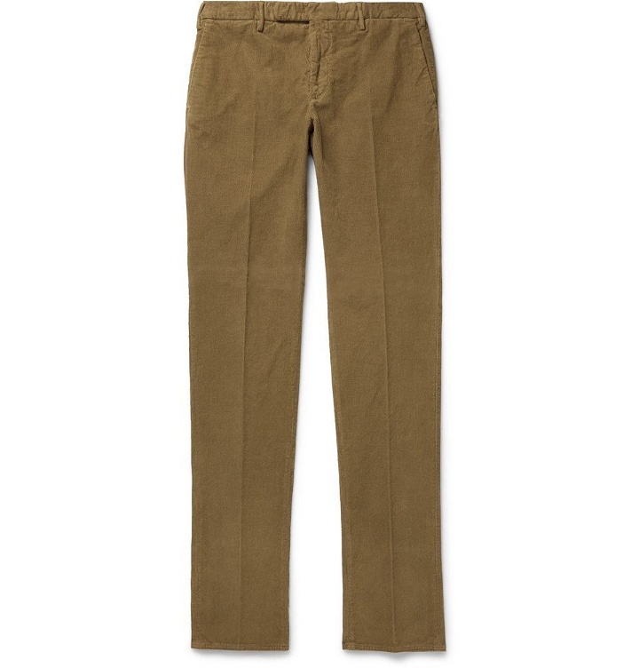Photo: Incotex - Slim-Fit Garment-Dyed Stretch-Cotton Corduroy Trousers - Men - Tan