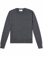 AMI PARIS - ADC Logo-Embroidered Merino Wool Sweater - Gray