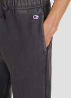 Reverse Weave Poly Fleece Track Pants in Black