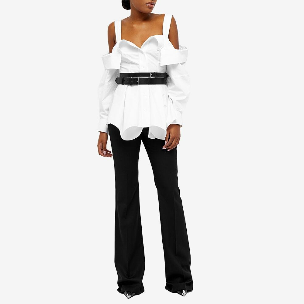 Alexander Mcqueen Womens Deconstructed Off Shoulder Shirt In Optical White Alexander Mcqueen 6954