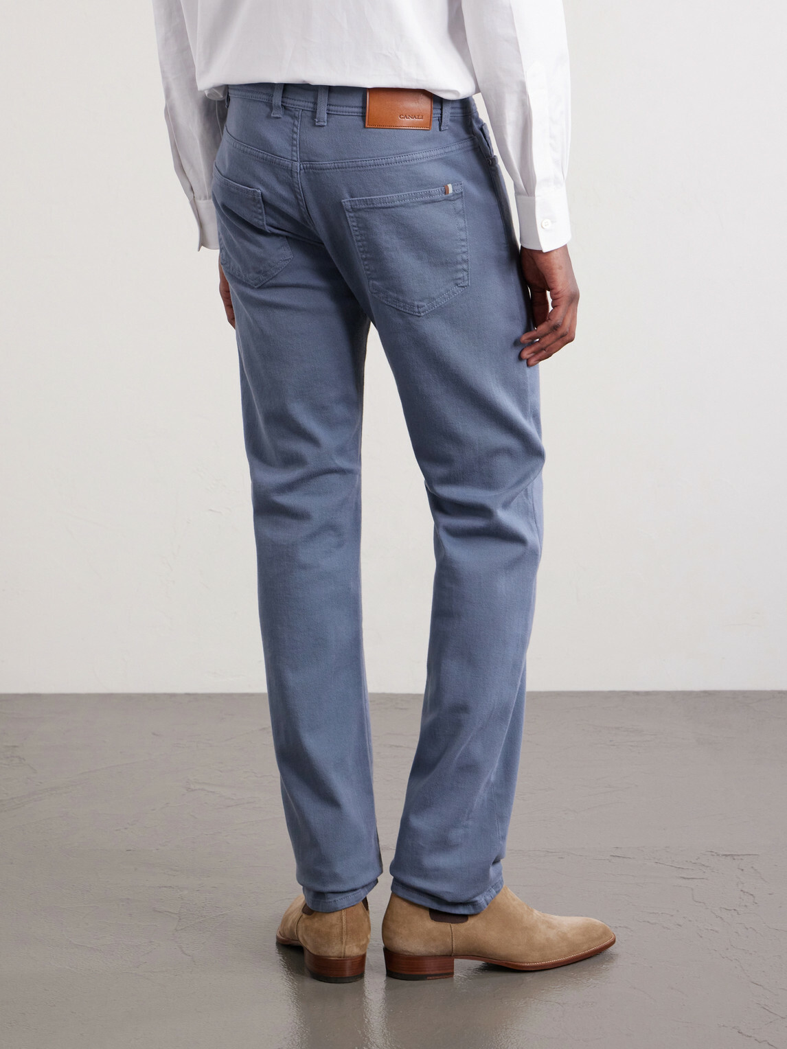 Canali - Straight-Leg Garment-Dyed Stretch Jeans - Blue