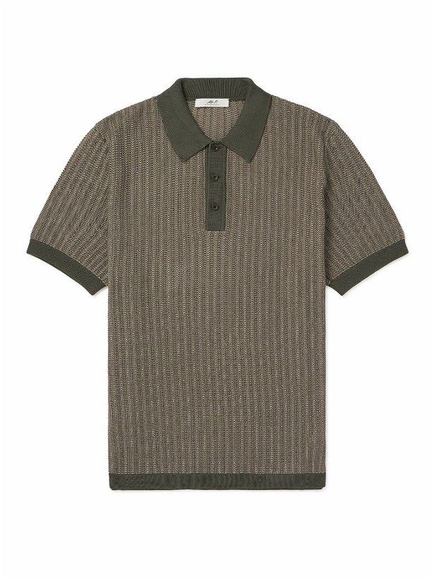 Photo: Mr P. - Crochet-Knit Cotton and Silk-Blend Polo Shirt - Green