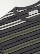 Pop Trading Company - Embroidered Logo-Print Striped Cotton-Jersey T-Shirt - Gray