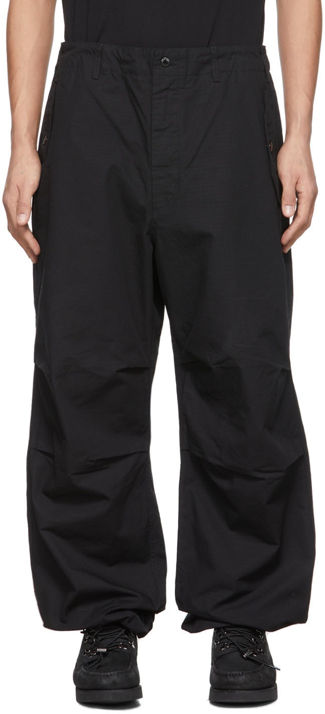 Engineered Garments Black Cotton Ripstop Over Trousers Engineered