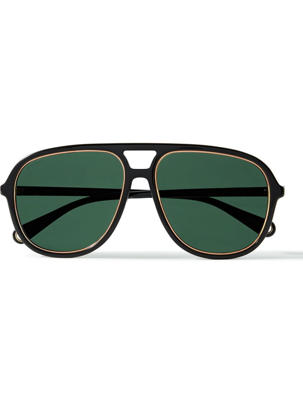 Photo: Gucci Eyewear - Navigator Aviator-Style Acetate and Gold-Tone Sunglasses