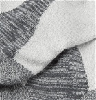 N/A - Colour-Block Mélange Stretch Cotton-Blend No-Show Socks - Gray
