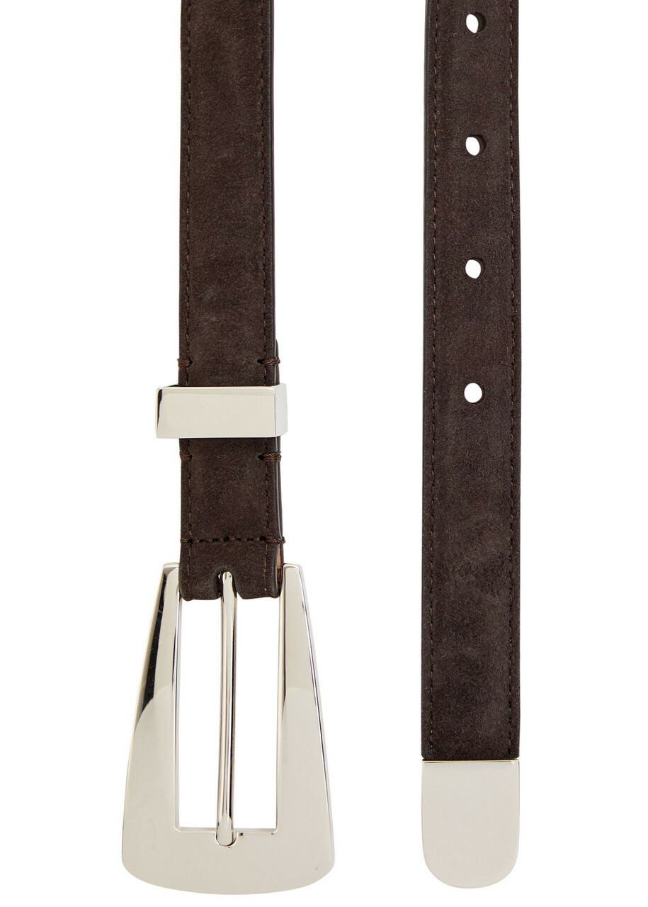 Khaite Lucca Suede Belt Dark Brown