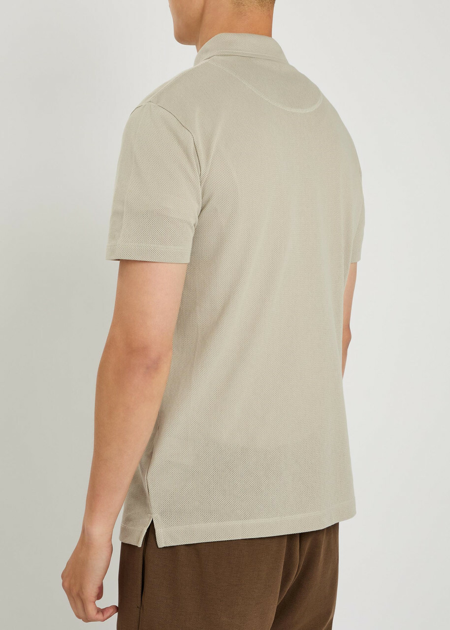 Sunspel Cotton-mesh Polo Shirt Light Grey