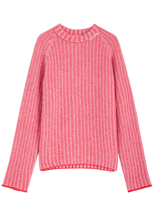 Photo: Marni Striped Wool and Cashmere-blend Jumper Pink