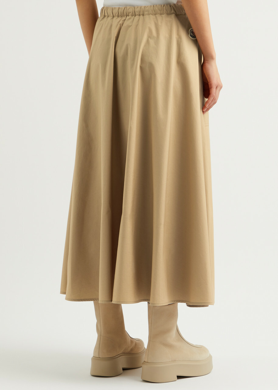 【送料&関税込】Moncler Flared Skirt Moncler Flared Cotton-poplin Midi Skirt Camel Moncler