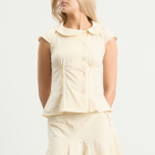 Peachy Den Women's Missy Asymmetric Stretch Blouse Presented by END. in Parchment