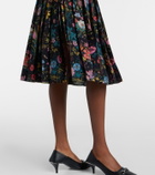 Gucci Pleated floral silk midi skirt