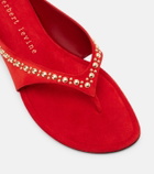 Herbert Levine Sun-kissed embellished suede thong sandals
