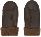 OUR LEGACY Brown Shearling Mittens