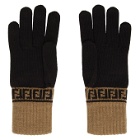 Fendi Brown and Black Forever Fendi Gloves