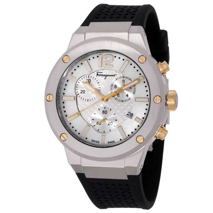 Photo: Ferragamo F-80 Chronograph Quartz White Dial Mens Watch SFJE00224