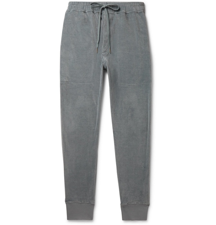 Photo: TOM FORD - Tapered Cotton-Blend Velour Sweatpants - Blue