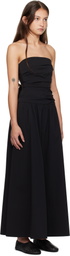 St. Agni Black Gathered Strapless Tie Back Maxi Dress