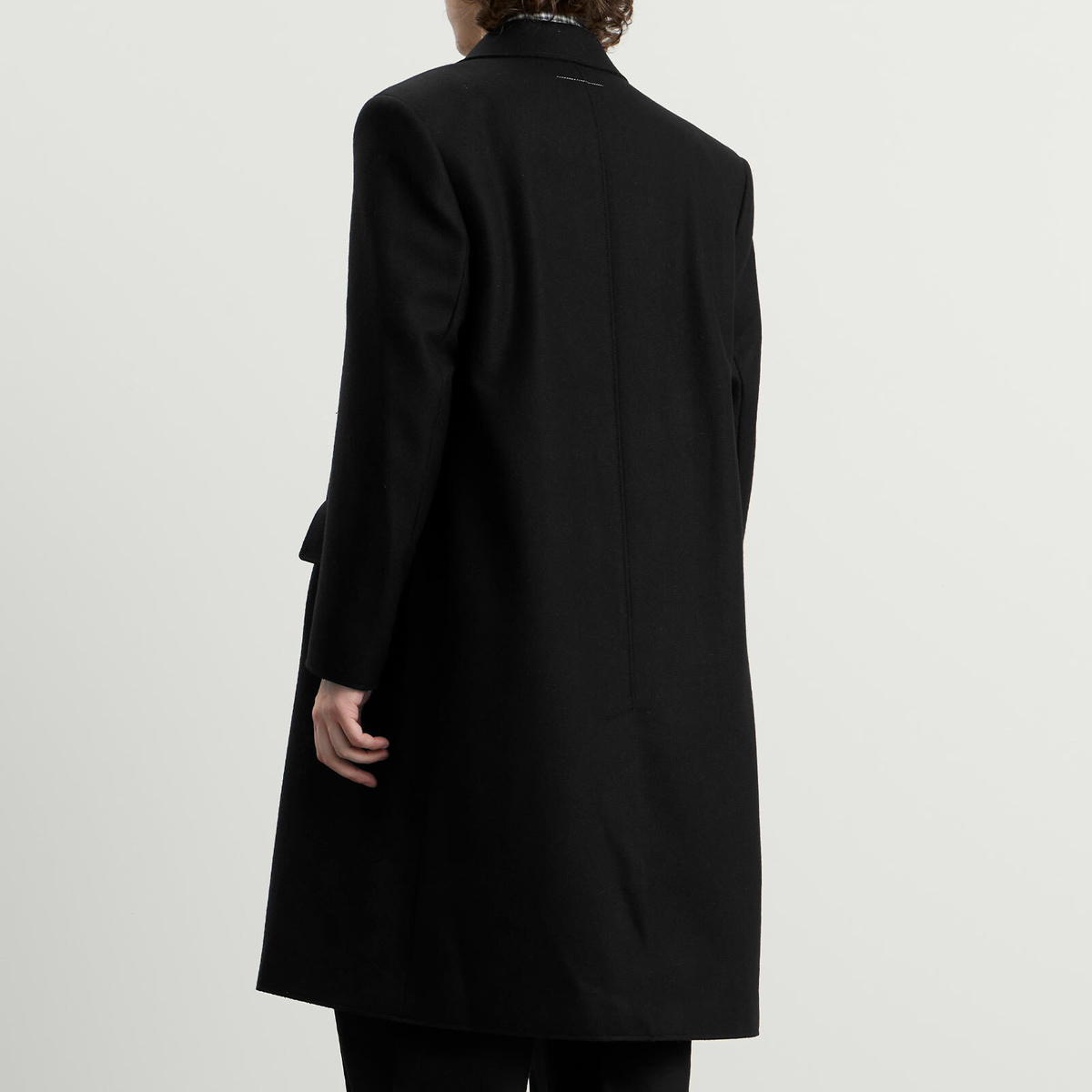 MM6 Maison Margiela Men's Wool Overcoat in Black