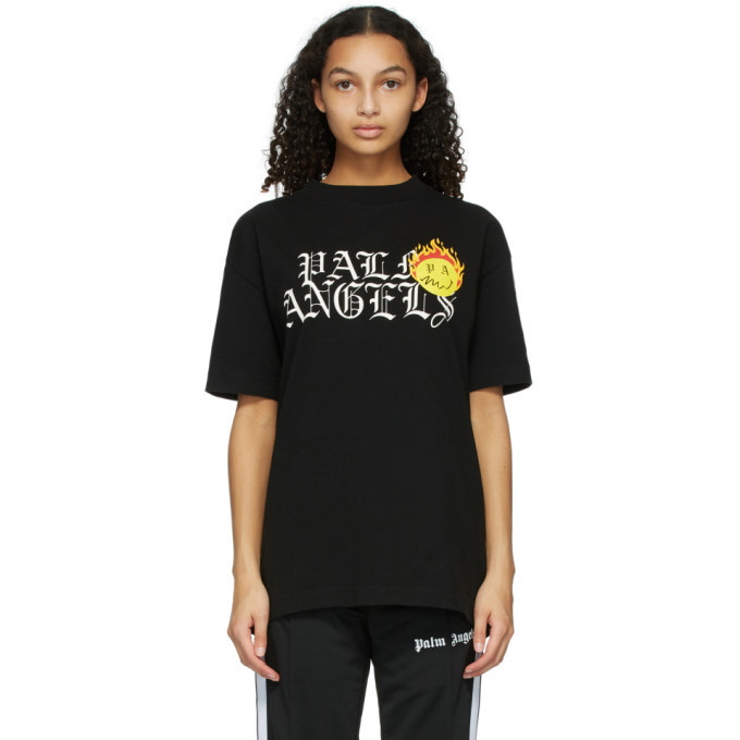 Palm Angels Black Smiley Edition Burning Head Logo T-Shirt Palm Angels