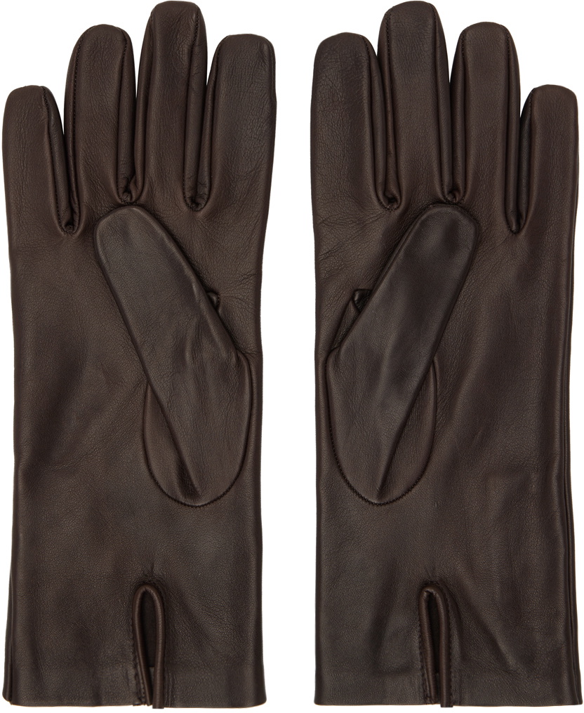 Maison Margiela Brown Four Stitches Gloves