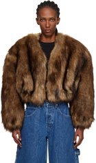 Alexander Wang Brown Cropped Faux-Fur Jacket