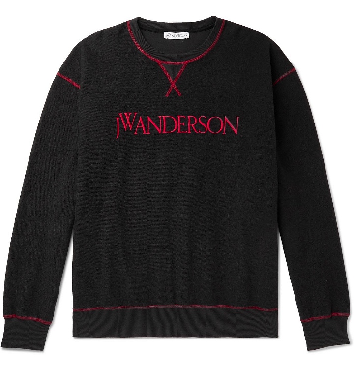 Photo: JW Anderson - Logo-Embroidered Loopback Cotton-Jersey Sweatshirt - Black
