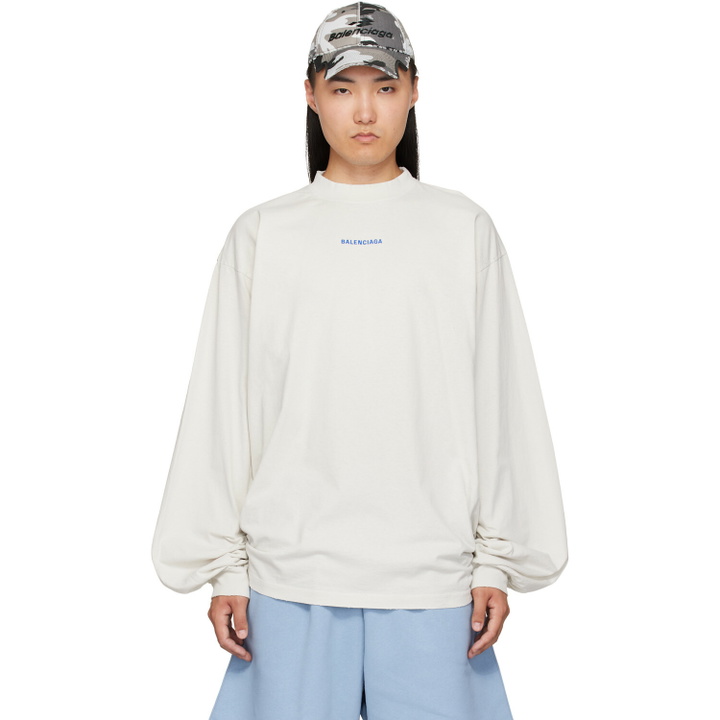 Photo: Balenciaga White Distressed Long-Sleeve T-Shirt