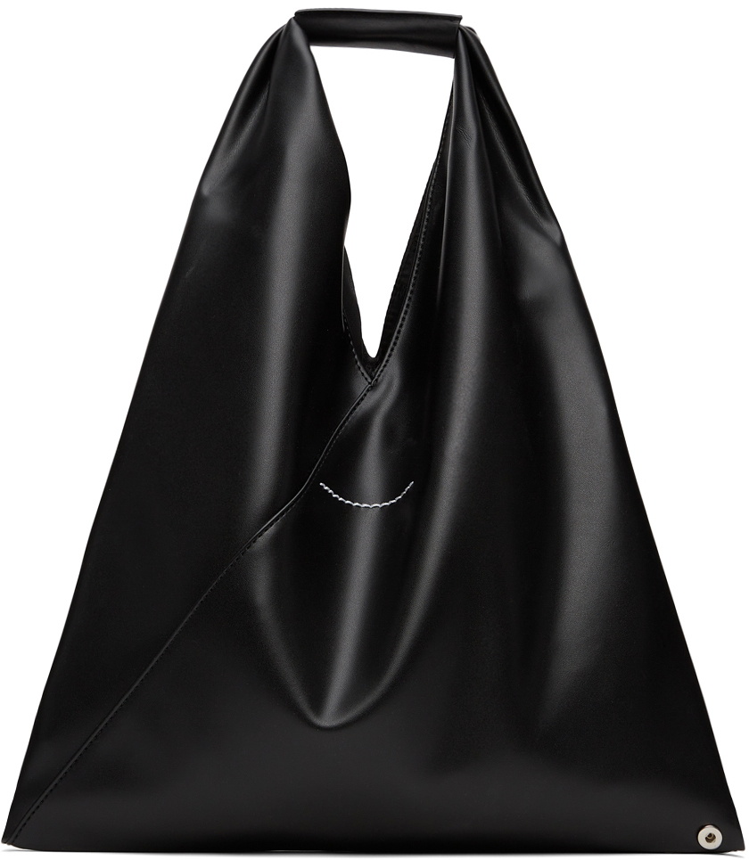 MM6 Maison Margiela Black Faux-Leather Small Triangle Tote MM6