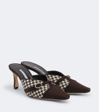 Manolo Blahnik Mircamu houndstooth and suede mules