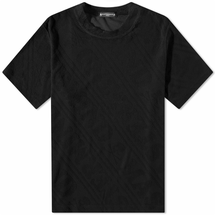 Photo: MASTERMIND WORLD Men's Diagonal Stripe Logo Pile T-Shirt in Black